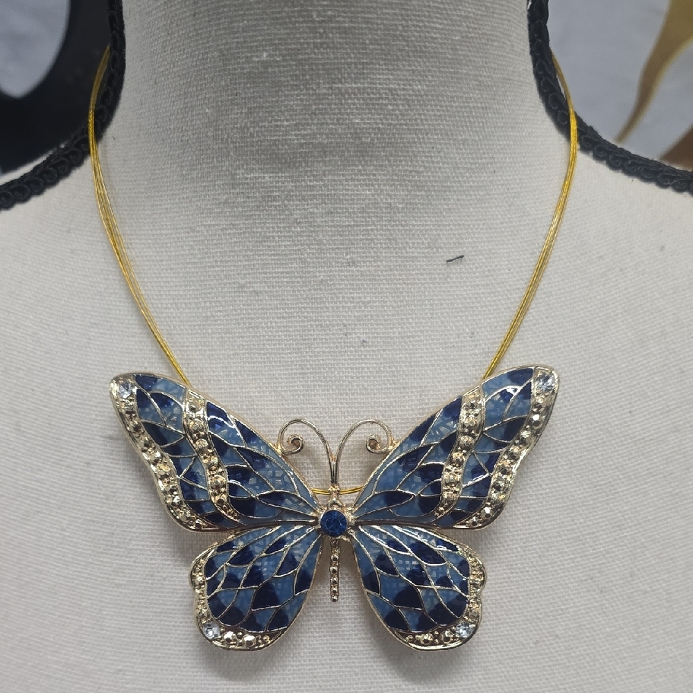 Elegant Blue Butterfly Necklace